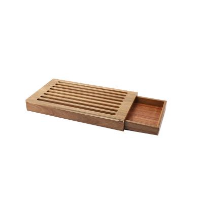 China Large Disposable Slotted Bamboo Bread Cutting Board With Crumb Tray for sale