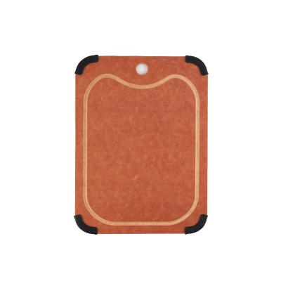 China Disposable Woodgrain Cutting Board for Kitchen Dishwasher Safe Eco-Friendly Non-Slip Juice Grooves Non-Porous BPA Free Chopper for sale