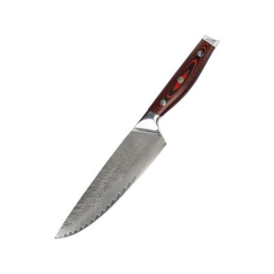 China 8 Inch Chefs Knife VG10 Damascus Steel Disposable Same Sharp Cutlery Knife With Handle G10 Cut Cleaver Meat Chef Knives for sale