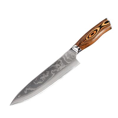 China OEM/Wholesale Disposable 8 Inch Chef Knife VG10 Damascus Kitchen Knife With Pakkawood Handle Chefs Knives for sale