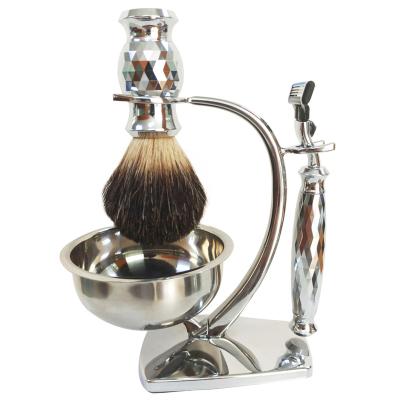 China New Style Shaving Brush Shaving Kits Metal Shaving Brush Razor Badger Hair / Holders And Soap Bowl Set for sale