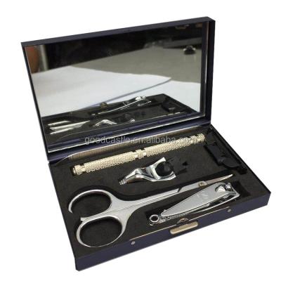 China Travel Mini Facials Set Manicure Set Shave with Scissors for Men's Personal Care Mirror Box for sale