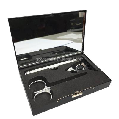 China Mini Manicure Set Portable Travel Personal Care Set for Traveling with Mirror and Metal Razor and Scissors in Aluminum Case for sale