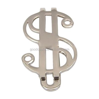 China Europe Stainless Steel Money Clip Dollars Shape Unique Matte Silver Color Money Clip for sale