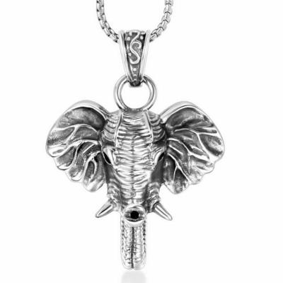 China Others Factory Wholesale Mens Vintage Mens Elephant Animal Head Necklace Stainless Steel Pendant Accessories OEM Customize Low MOQ for sale