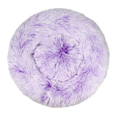 China Breathable Dog Beds Houses Best Long Soft Plush Pet Cat Mat Round Donut Plush Fluffy Pet Bed Sleeping Dog Accessories for sale