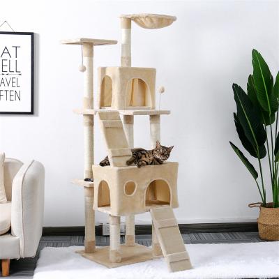 China Sustainable Cat Climbing Tree USA Free Shipping Warehouse Stocked Cat Climbing Tree Tower With Multilevel Housing Top Perch for sale