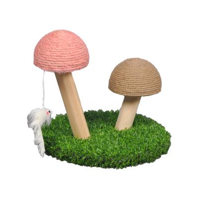 China Catural Mushroom Shape Viable Canvas Cats Scratching Post Sisal Rope Cat Tree Scratcher Cat Toy for sale