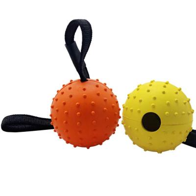 China Sustainable Spikey Rubber Ball On A Strap Nylon Chew Toys For Aggressive Dogs Interactive Dog Toys Ball With String for sale