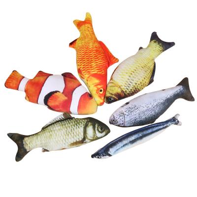 China Viable Soft Plush 3D Fish Form Toys Stuffed Pillow Doll Simulation Fish Cat Toy Interactive Gifts Fish Catnip Playing Toy For Pet for sale