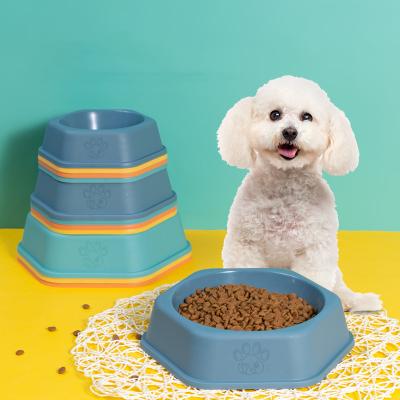 China Cheap Sustainable Price Hexagon Morandi Color Pet Bowls Anti-Slip Cat Dog Feeding Bowl Pet Food Bowl for sale