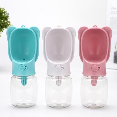 China Wholesale Pet Drinking Cup 350ml Carrier Pet Water Bottle Carrier Non-automatic Extinguishing Dog Ears Portable Water Bottle for sale