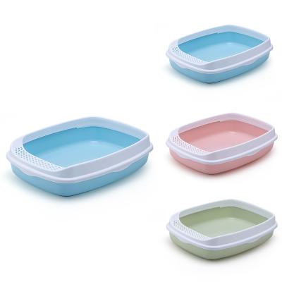 China Wholesale Viable Cat Litter Box Color Semi-closed Macaron Trash Can with Cat Sand Shovel for sale