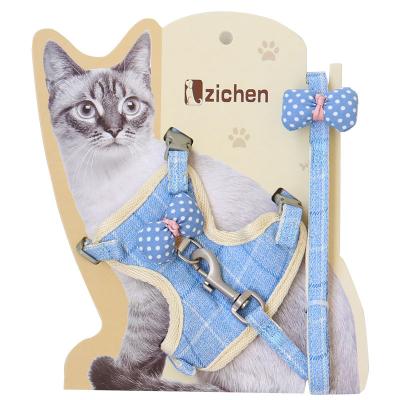 China 100% Universal Nylon Pet Viable Cat Traction Rope Cotton Wavelet Stitch Butterfly Link Strap Traction Chest Rope for sale