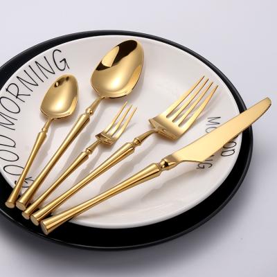 China Low MOQ Sustainable New Design Cubiertos PVD Coating Luxury Cutlery Set Fork And Spoon for sale