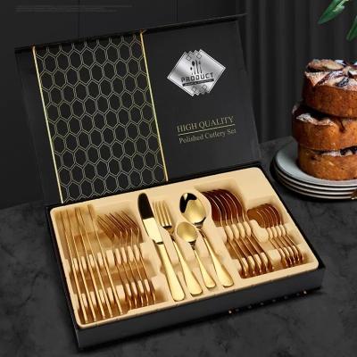 China Royal Luxury Metal Cutlery Set Flatware Viable High Quality Cutlery Set 4 Pieces Cutlery Set for sale