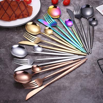 China Hot Sale Low MOQ 18/10 Portuguese Silverware Black Flatware Viable Sets Spoon Set Stainless Steel Cutlery for sale