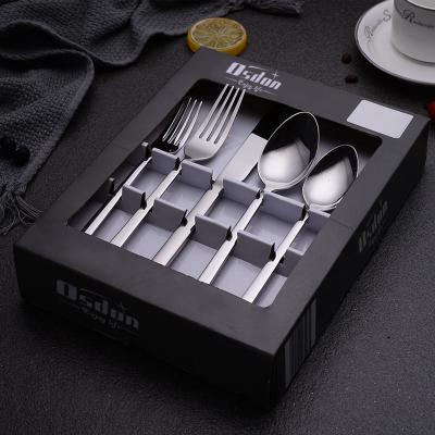 China Sustainable Kitchen 4pcs Tea Coffee Coffee Dessert Gold Flatware Spoon And Fork Black Cutlery Set Stainless Steel for sale