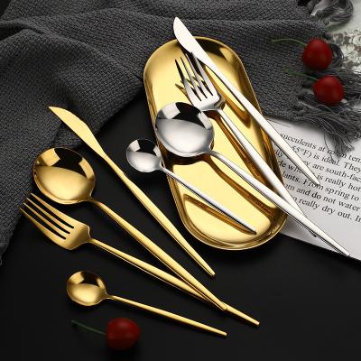 China Promotion Gift Viable PVD GoldPlated Stainless Steel Flatware SetKitchen Flatware Flatware SetKitchen Fork Spoon Knife Steel Cutlery for sale