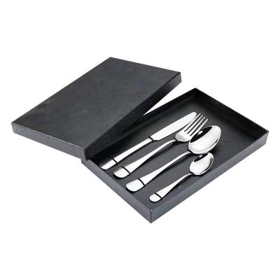 China Buy Low MOQ 4PCS Stainless Steel Spoon Wedding Viable Bulk Brass Mirror Flatware Luxury Cutlery Set With Box for sale