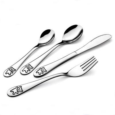 China Viable 304 Amazon Hot Selling 18/10 Stainless Steel Kids Cutlery Set Kids Silverware Flatware Kids Cutlery for sale