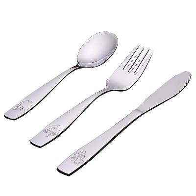 China Sustainable 2021 hot sale 304 bulk/3pcs mini kids cutlery spoons fork stainless steel kids cutlery set for sale