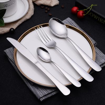 China Long Viable Handle 304 Stainless Steel Silverware Set Knife Fork Spoon Tea Spoon Loose Cutlery Set for sale