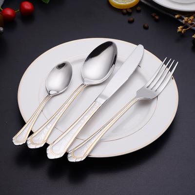 China SS201 Factory Talheres Item-For-Sale-In-Bulk Sustainable Direct Cosmetic Middle East Flatware Teaspoon Gold Plated Cutlery for sale