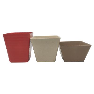 China Modern Small Size Square Flower Pots Plant Recycled Fiber Bamboo Garden Planter Succulent Pot for sale