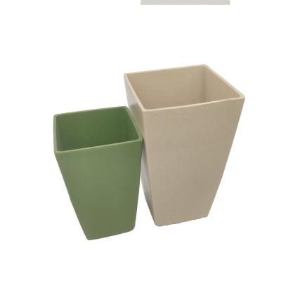 China Modern Flower Pots And Planters Decor For Plant Bamboo Fiber Square Tall Vase No Plastic Garden Flower Plant Pot for sale