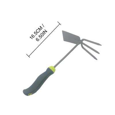 China Single Head Double Fork Flower Hoe Rake Garden Home Gardening Farm Weeding Hoe Small Plant Universal Carbon Steel Hand Tool for sale