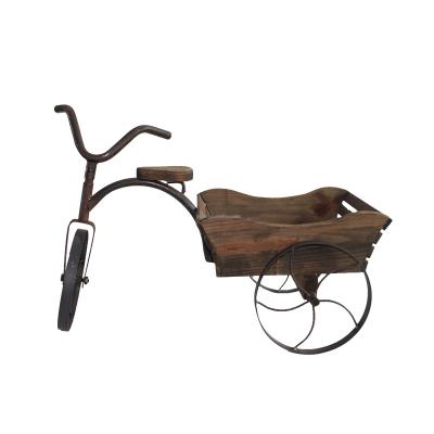 China Custom Style Wooden Planter Tricycle Country Pots Wooden Flower Planters For Outdoor Garden Decor for sale