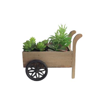 China Rustic Flower Planter Carts Wooden Garden Planter Flower Stand Decoration For Indoor Outdoor for sale