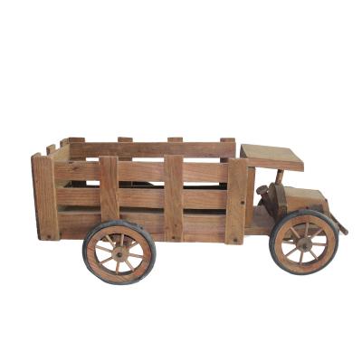 China Direct Country Garden Decor Rustic Stand Box Wooden Plant Planter Pots For Plants Tractor Shape Pots for sale