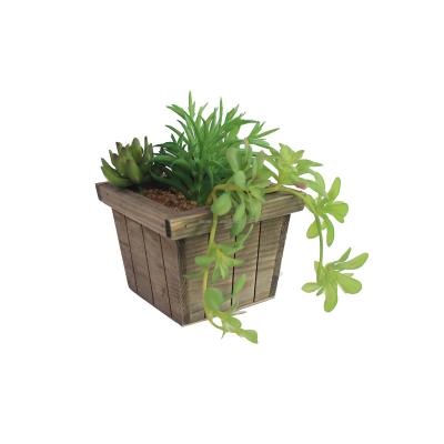 China Garden Square Artificial Flower Planter CLASSIC Decorative Flower Pot Classical Style Logo Customized Wooden Green for sale