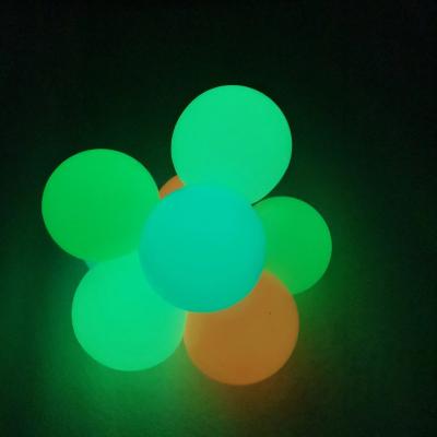 China Luminous Wall Plastic Sticky Balls Ceiling Glow In The Dark Squishy Balls Soft Squeeze Anti Stress Adult Toys For Girls Boys for sale