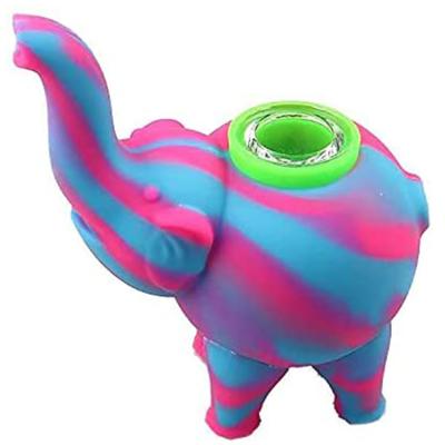 China Handheld Art Elephant Frame Straw Water Pipe Silicone Smoking Pipe With 9-Hole Glassware Smoking Pipe for sale