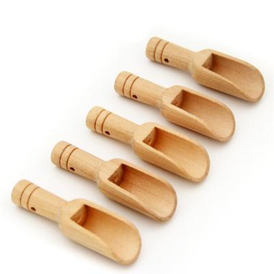 China High Quality Biodegradable Eco Friendly Sustainable Wooden Kitchen 30Ml Small Mini Bamboo Scoop Spoon Natural Wooden Custom Made for sale