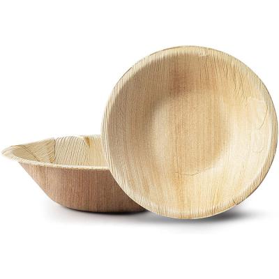 China Areca Serving Thick Disposable Custom Eco Friendly Biodegradable Compostable Christmas Salad Palm Leaf Small Bamboo Bowl Wholesale for sale