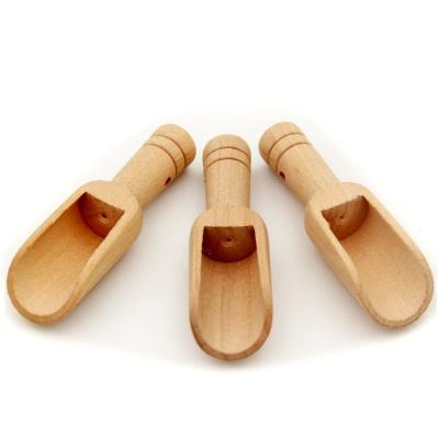 China Sustainable Wholesale Custom Customized Eco Friendly Biodegradable Natural Mini Small Antique Wood Bath Salt Scoops for sale