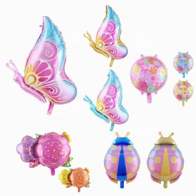 China Forest Theme Globos For Happy Birthday Animal Foil Balloon Ladybug Butterfly Insect Flower Spring Season Foil Balloon for sale