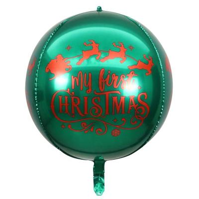 China Foil 22 Inch Christmas 4d Round Foil Balloons Red Round Globos For Party Decoration for sale