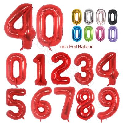 China Red number foil frames foil balloon for birthday party decoration 40 inch silver color for sale