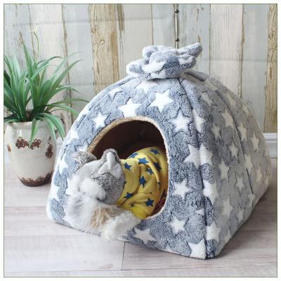 China Cheap Winter Pet Room Heating Igloo Train Warm Soft Dual-Use Sofa Bed Indoor Cat House Dog Kennel Cages for sale