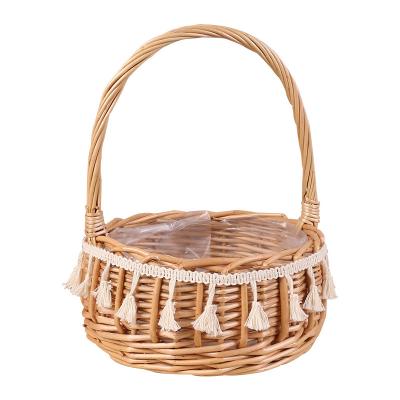 China Portable Willow Flower Basket Flower Basket Pot Handmade Wicker Flowerpot Gift Wedding Cheap Viable Price For Sale for sale