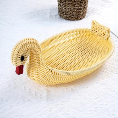 China Viable Cheap Willow Basket Wicker Plastic Storage Duck Basket Set Household PP Rattan Tableware Home Sundries for sale