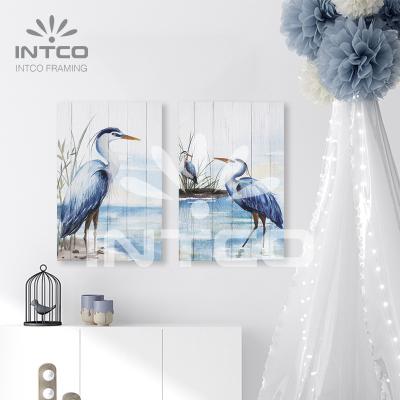 China INTCO Classic New Arrival Wall Decoration MDF Home View With UV Painting Heron Near Lake View Art Set for sale