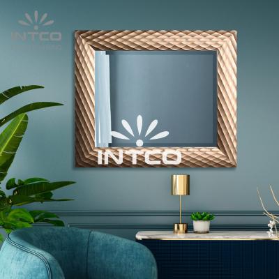 China INTCO Home-Fit Eco-Friendly Durable New Arrival Decorative Diamond Bronze Waterproof Bathroom Wall Mirror Rectangle View for sale