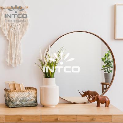 China New Arrival Eco-Friendly Durable Decorative Home-Fit INTCO Aluminum Brushed Gold And Silver Round Mirror for sale