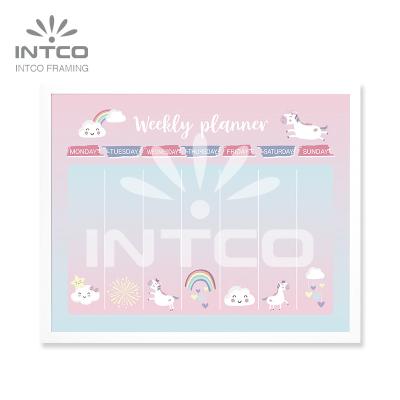 China New Arrival Classic Multi Function INTCO Erase Board Art Calendar Frame Iron-Board Pink Dry Note Board for sale